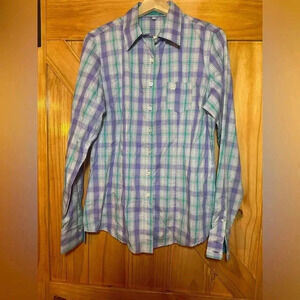 CINCH Women’s Sz L Long Sleeve Purple Plaid Print Button Down Shirt #MSW9164047
